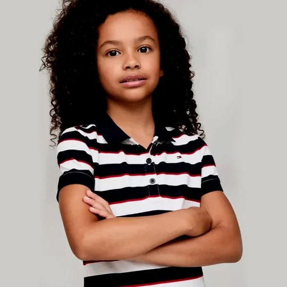 Tommy Hilfiger Girl'sClassic Striped Polo Dress Sporty Chic ~ Size 12-14 L - Picture 2 of 11